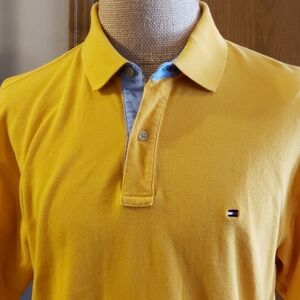 Tommy hilfiger gold polo euc 🔥 blue detailing